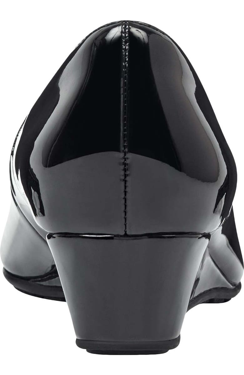 Bandolino Peep Toe Wedge Pump, Alternate, color, Black Faux Patent Leather