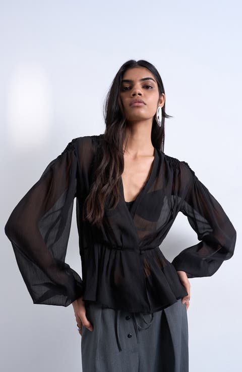 Sheer Peplum Top