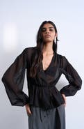 Topshop Sheer Peplum Top