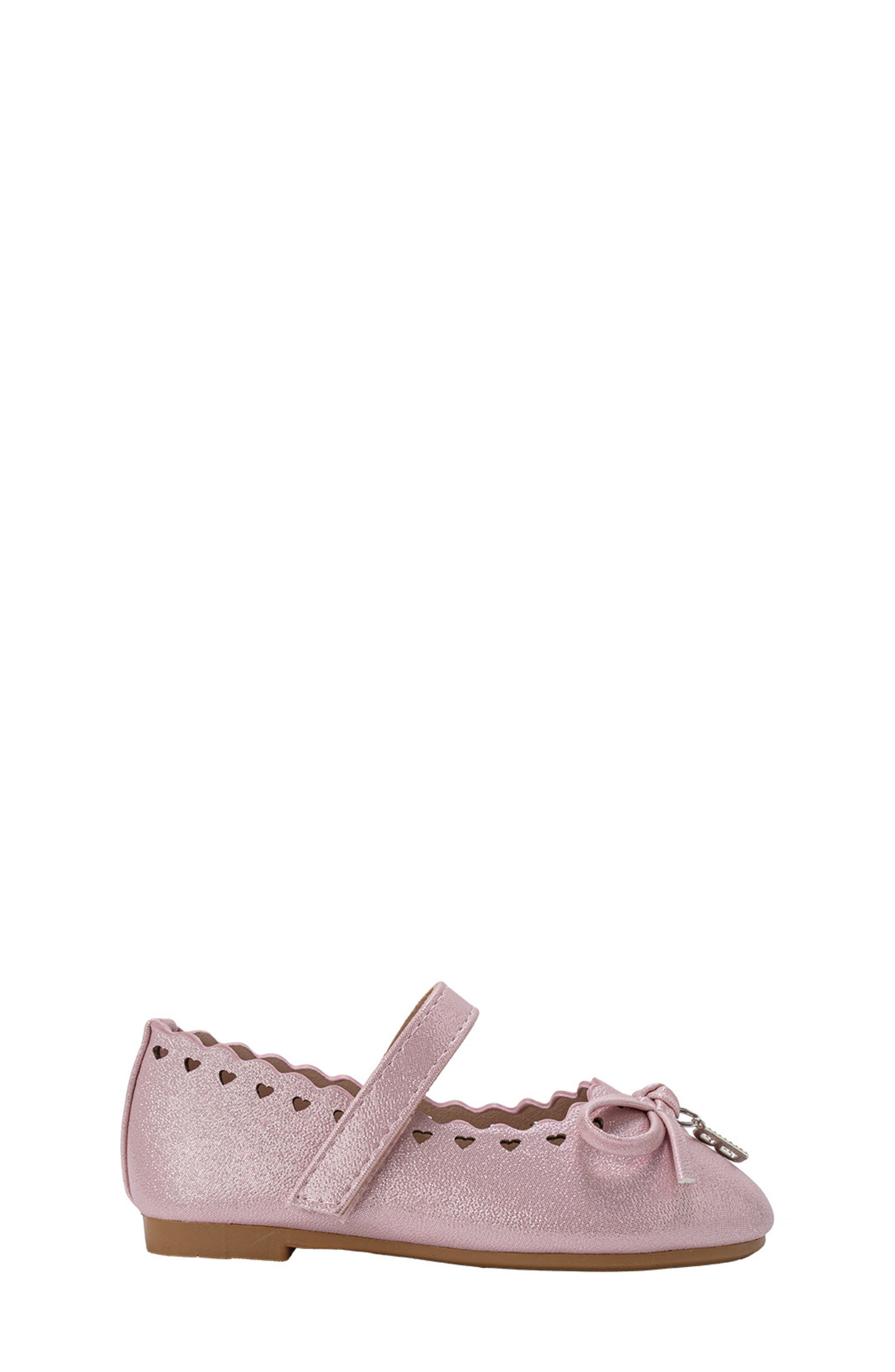 bebe Gigi Heart Perforated Mary Jane Flat, Alternate, color, Light Pink