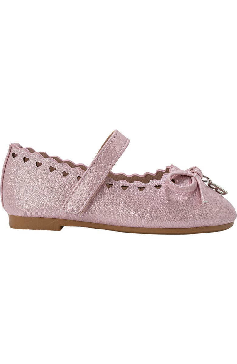 bebe Gigi Heart Perforated Mary Jane Flat, Alternate, color, Light Pink