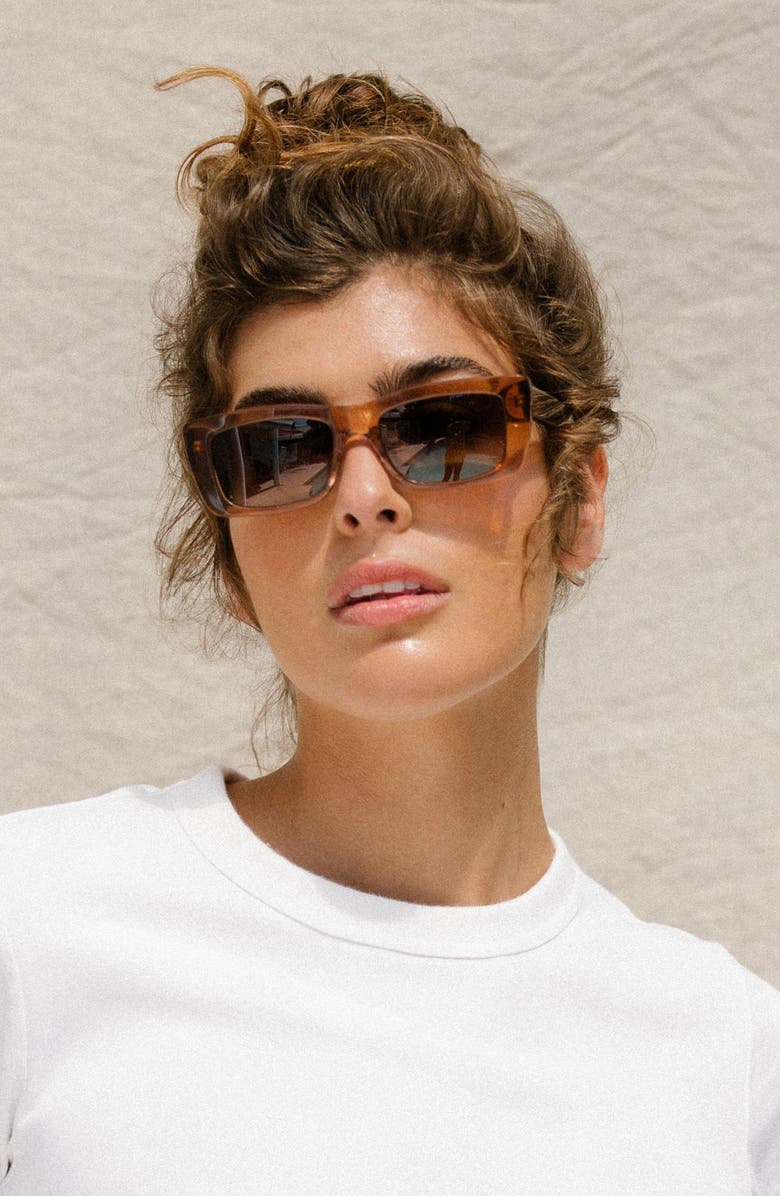 Mohala Eyewear Kea 53mm Low Nose Bridge Wide Width Polarized Gradient Square Sunglasses, Alternate, color,