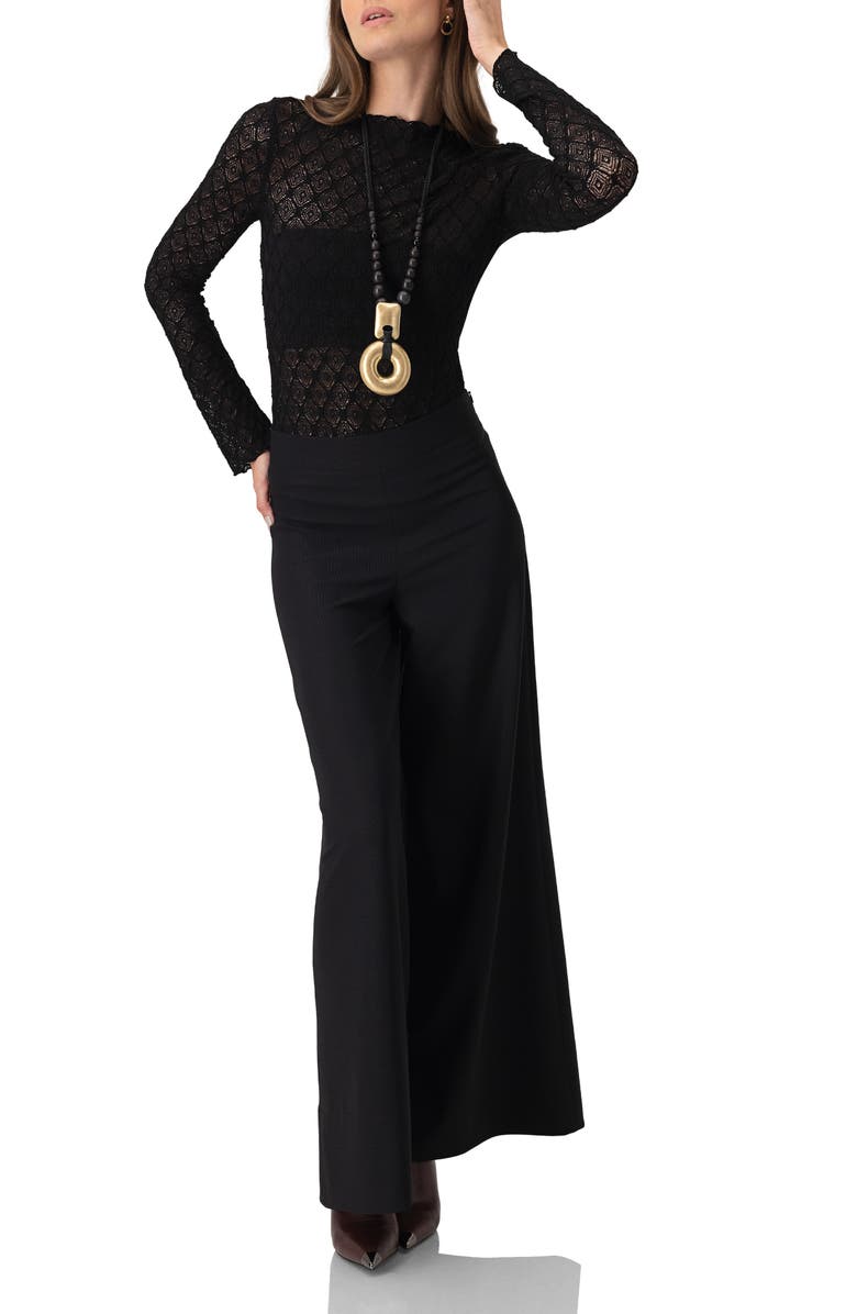 IVONNE Knitted Long Sleeve Blouse, Alternate, color, Black