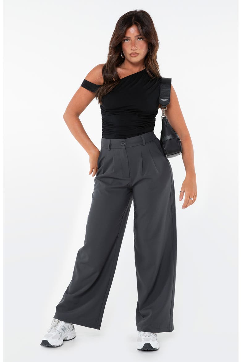 Archer Pleated Wide Leg Pants, Alternate, color, CHARCOAL