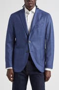 Boglioli K-Jacket Blue Houndstooth Check Wool & Silk Blend Sport Coat