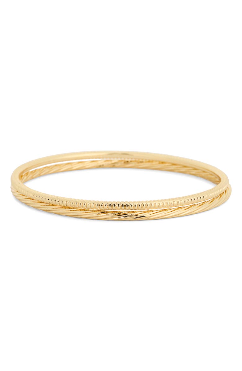 NORDSTROM RACK Set of 2 Demi Fine Textured Bangle Bracelets, Main, color, Gold