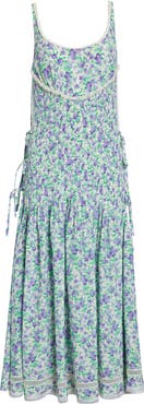Rabanne Liberty Floral Print Sleeveless Silk Midi Dress