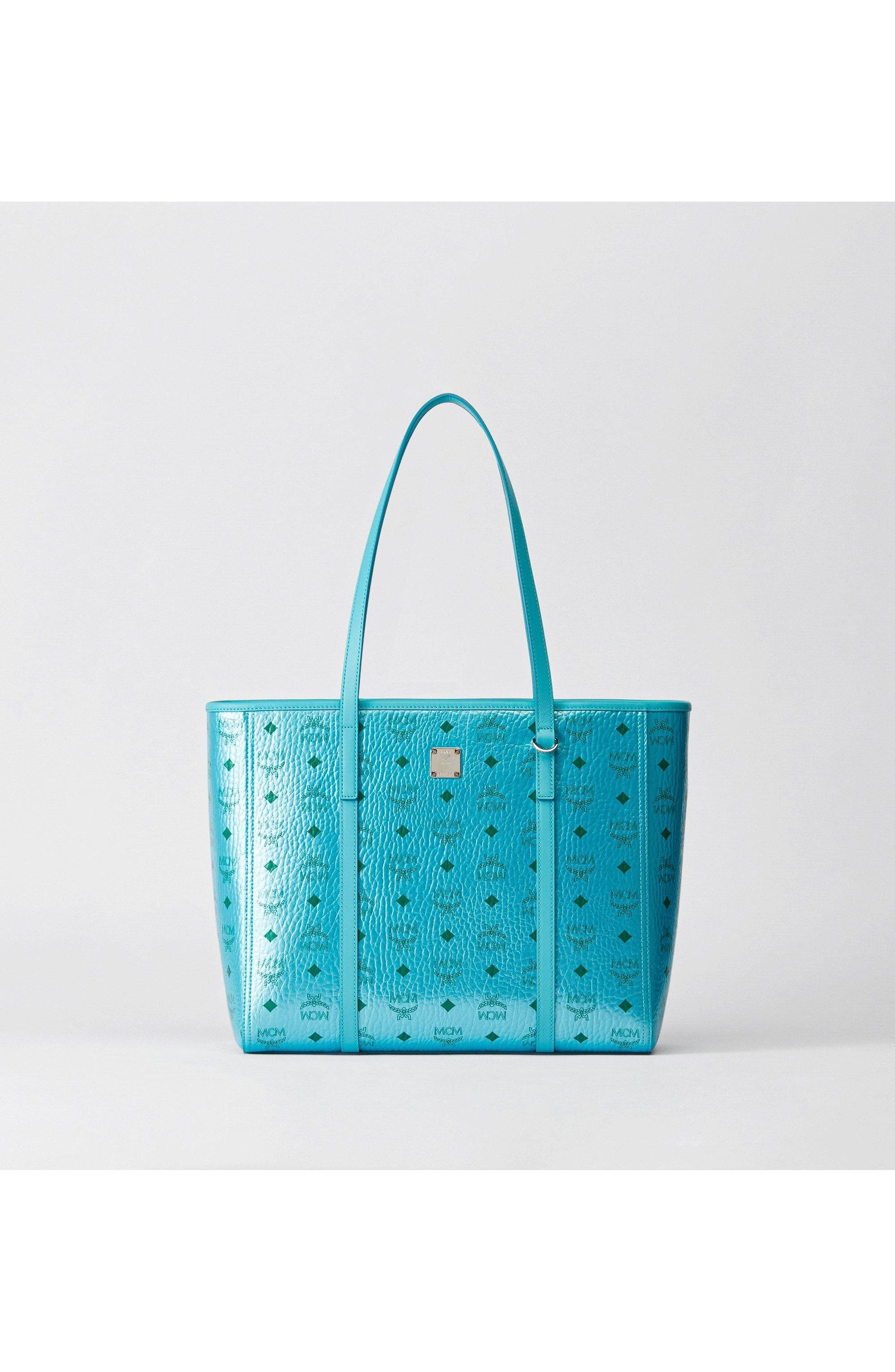 Medium Toni Top-Zip Shopper in Visetos, Main, color, Blue Ceramic
