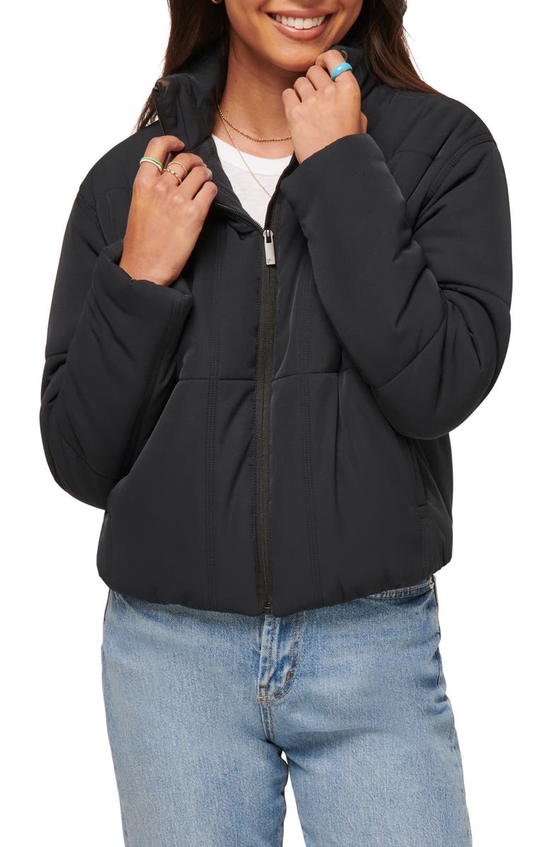 TravisMathew Mont Blanc 3.0 Quilted Crop Puffer Jacket, Alternate, color, Black