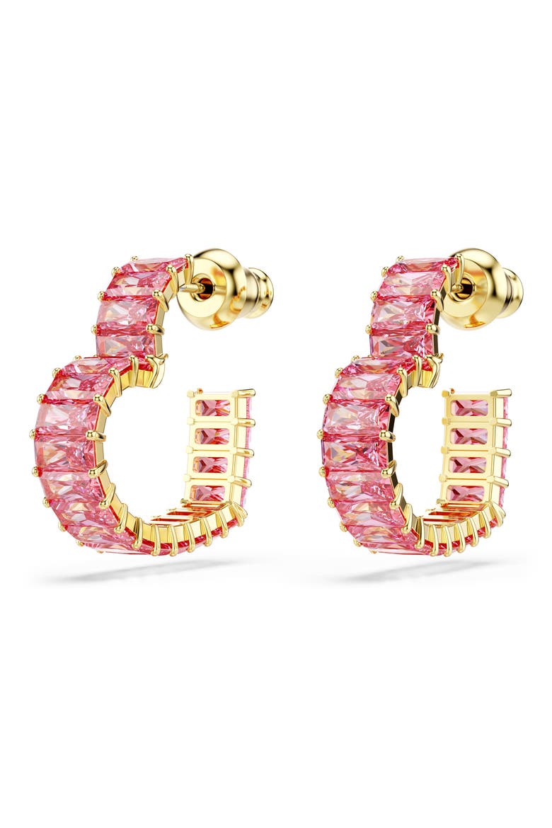 Matrix Crystal Heart Hoop Earrings, Alternate, color, PINK