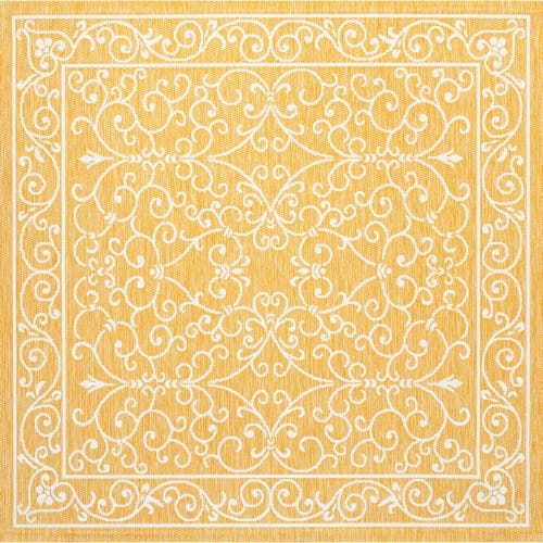 Jonathan Y Charleston Vintage Filigree Textured Weave Indoor/outdoor Area Rug In Yellow/cream