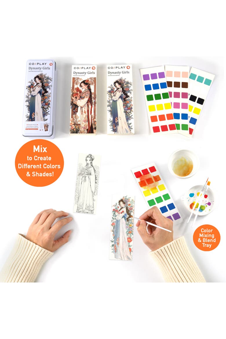 Watercolor Painting Art Kit, Dynasty Girls, Tin Box, Kids 6+, Alternate, color, Multicolored