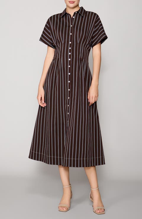 Contrast Stitch Midi Shirtdress