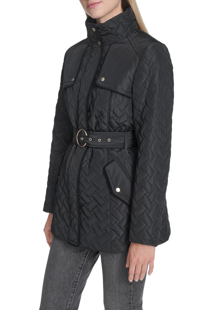 Signature Quilted Coat, Alternate, color, BLACK