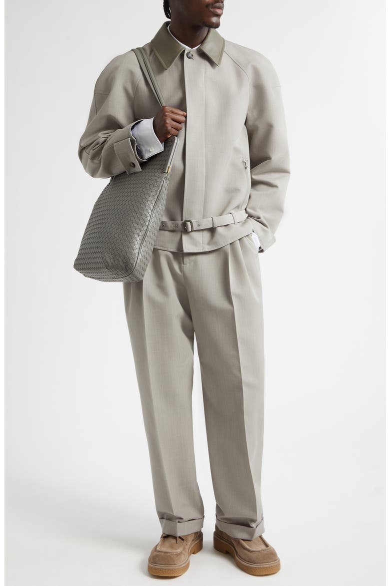 Pleated Dry Wool Mélange Toile Trousers, Alternate, color, 1105 STONE MELANGE