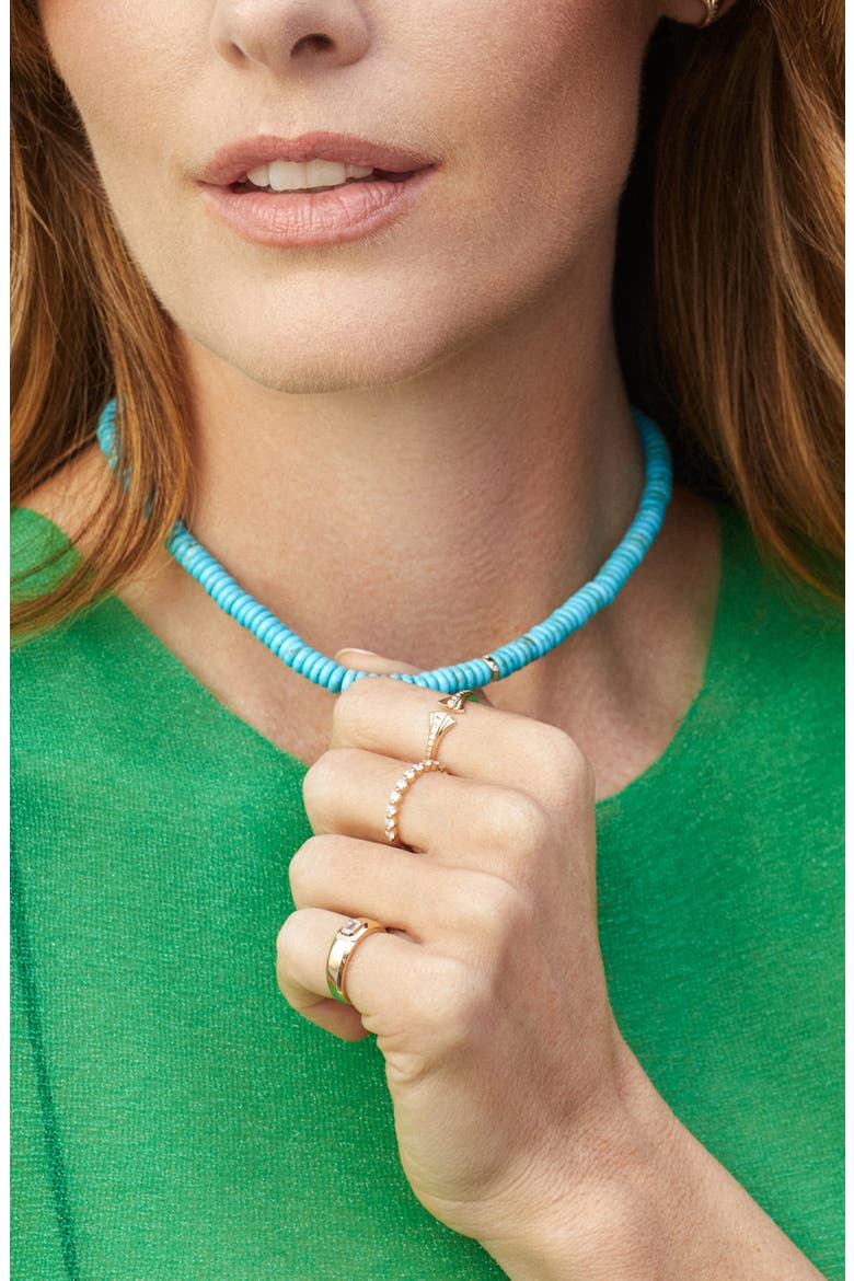 Semiprecious Stone Rondelle Bead Necklace, Alternate, color, 14K YELLOW GOLD / LAPIS
