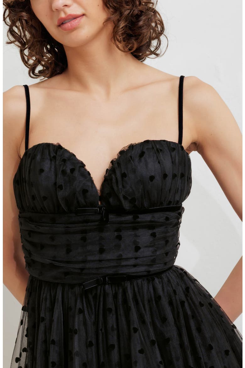 Heart Point d'Esprit Midi Cocktail Dress, Alternate, color, BLACK