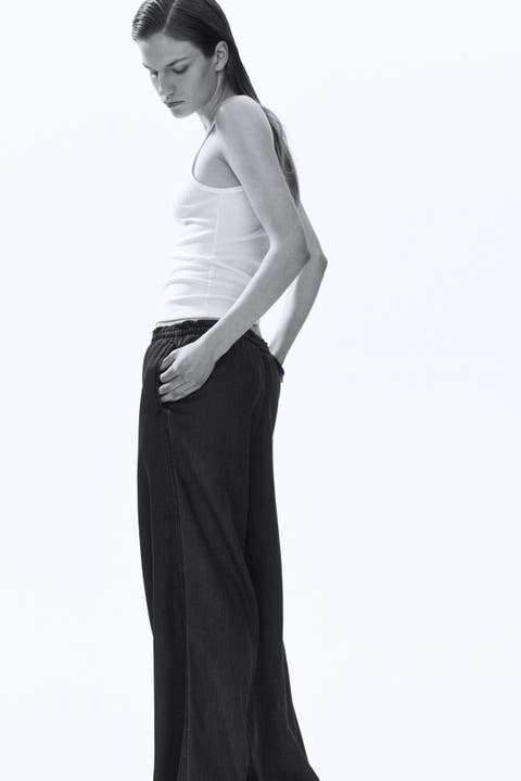 Tie-belt Wide Paper Bag Trousers