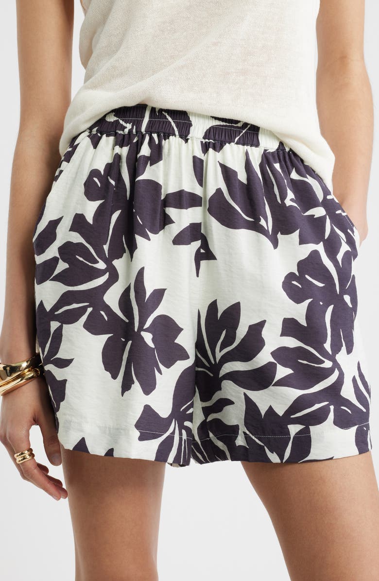 Nordstrom Floral Print High Waist Shorts, Alternate, color, Ivory- Burgundy Spacial Bloom