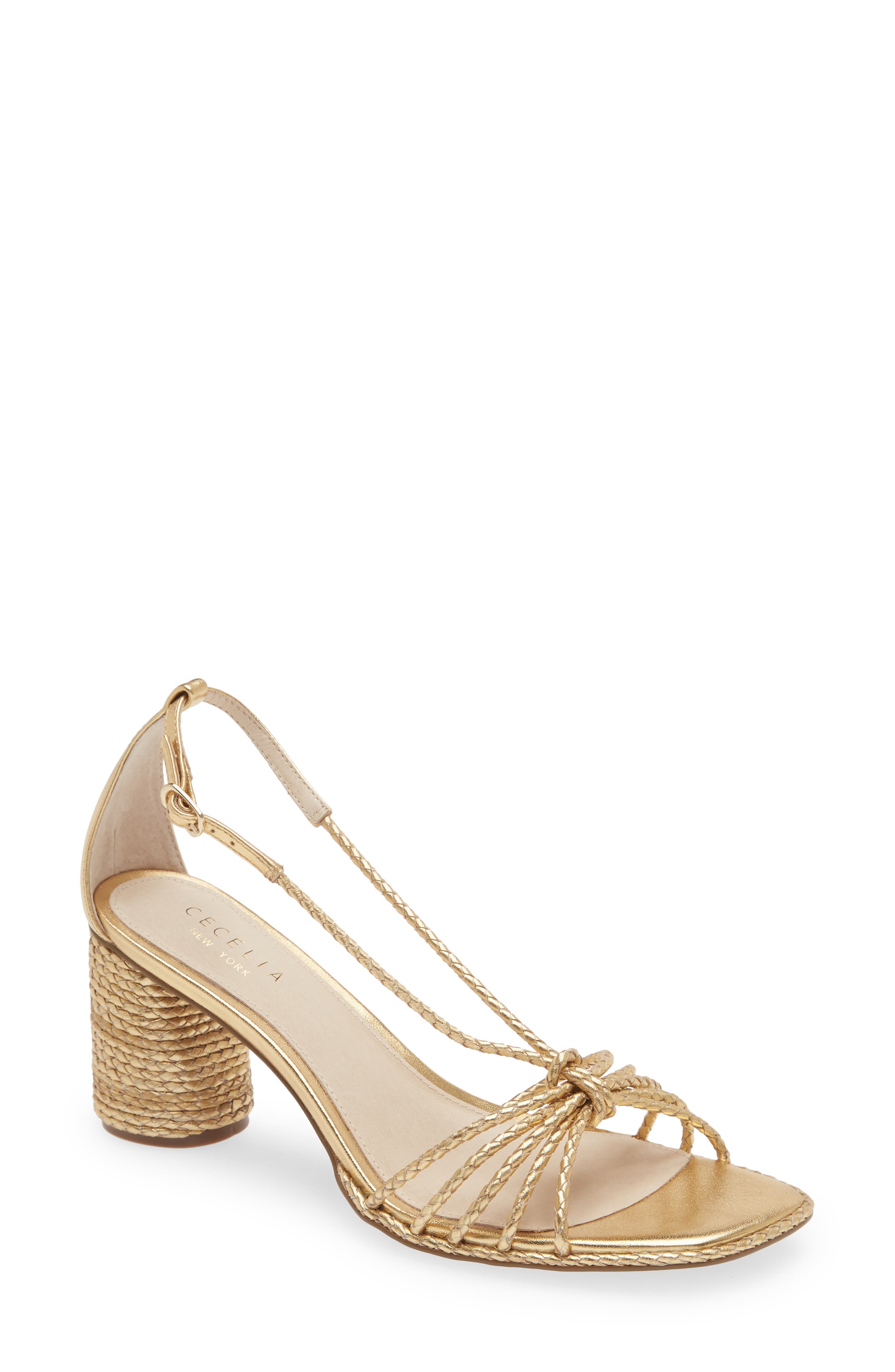 Cecelia New York Sage Metallic Braided Strappy Sandal, Main, color, 