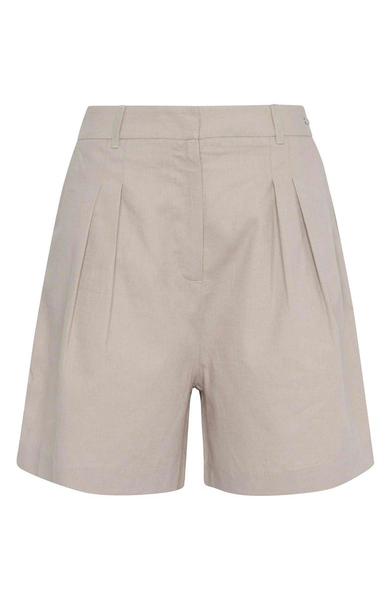 Barbour Luna Pleated Cotton & Linen Shorts, Alternate, color, Light Sand