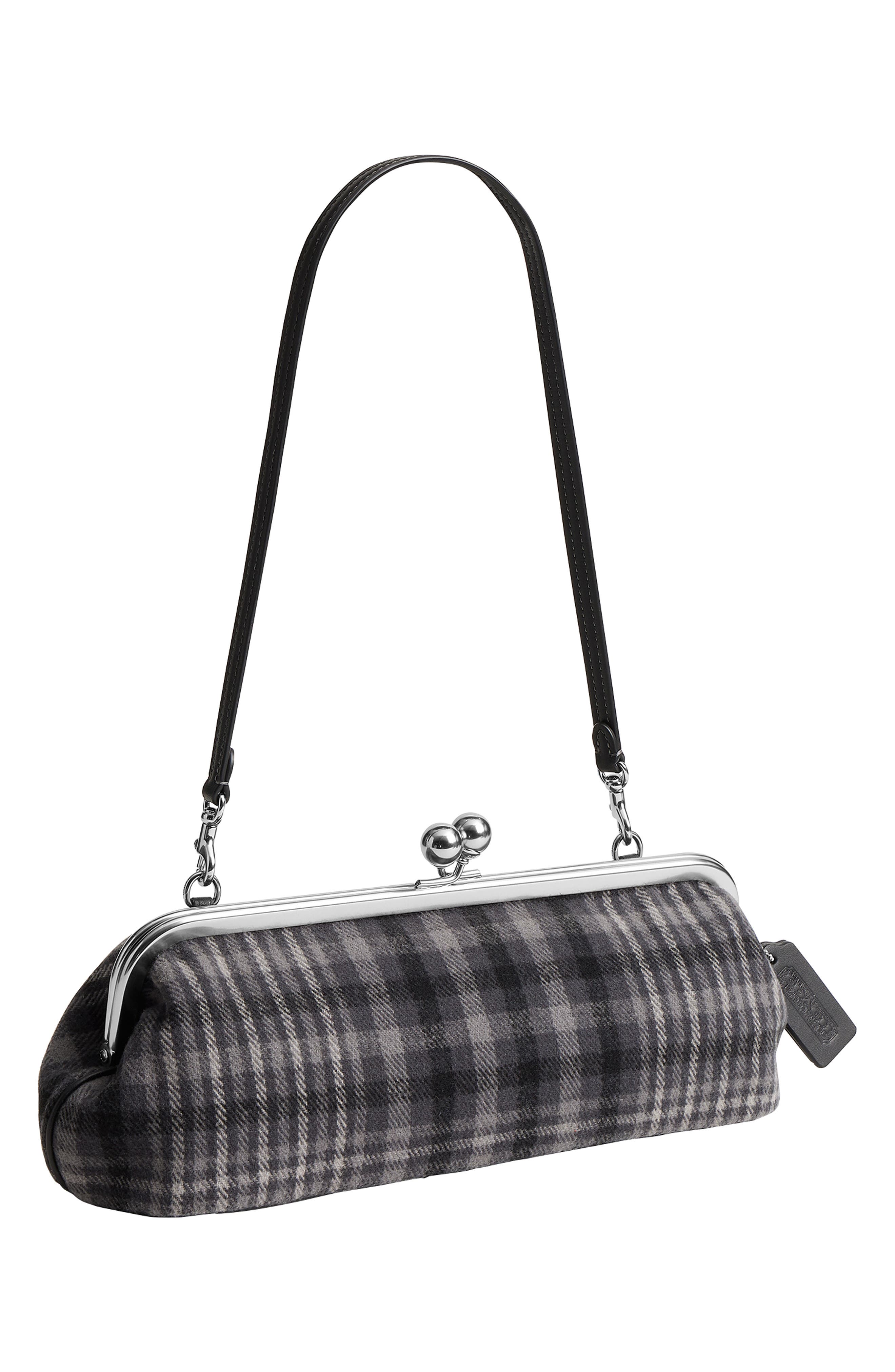 Kisslock Frame Bag 30 Plaid Clutch, Alternate, color, LH/ GREY MULTI