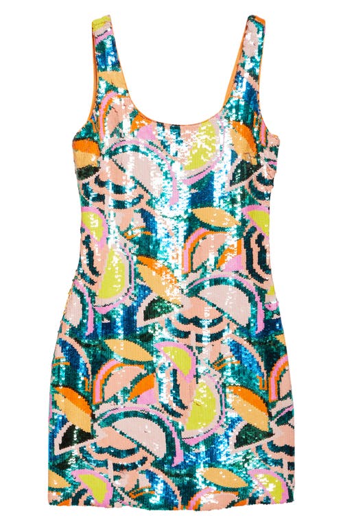 Shop Ramy Brook Miller Tropical Sequin Minidress In Royale Blue Sequin