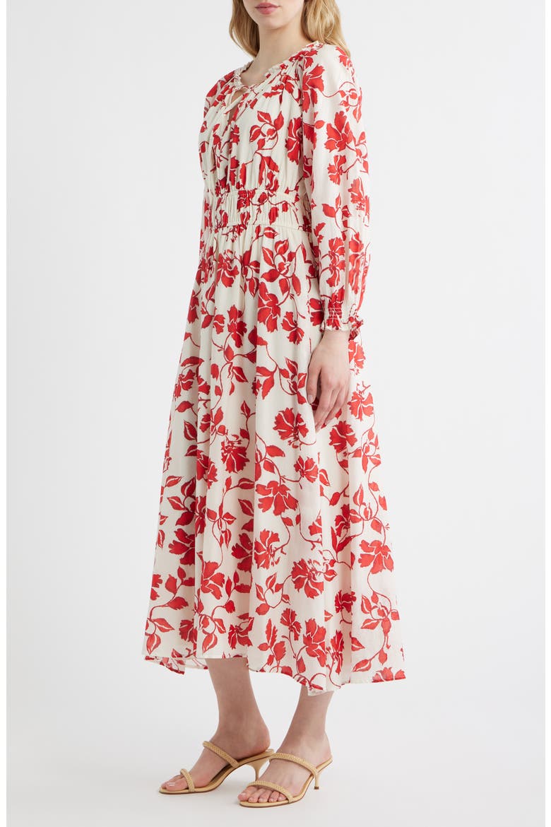 Matia Floral Long Sleeve Cotton Maxi Dress, Alternate, color, RED JASMINE