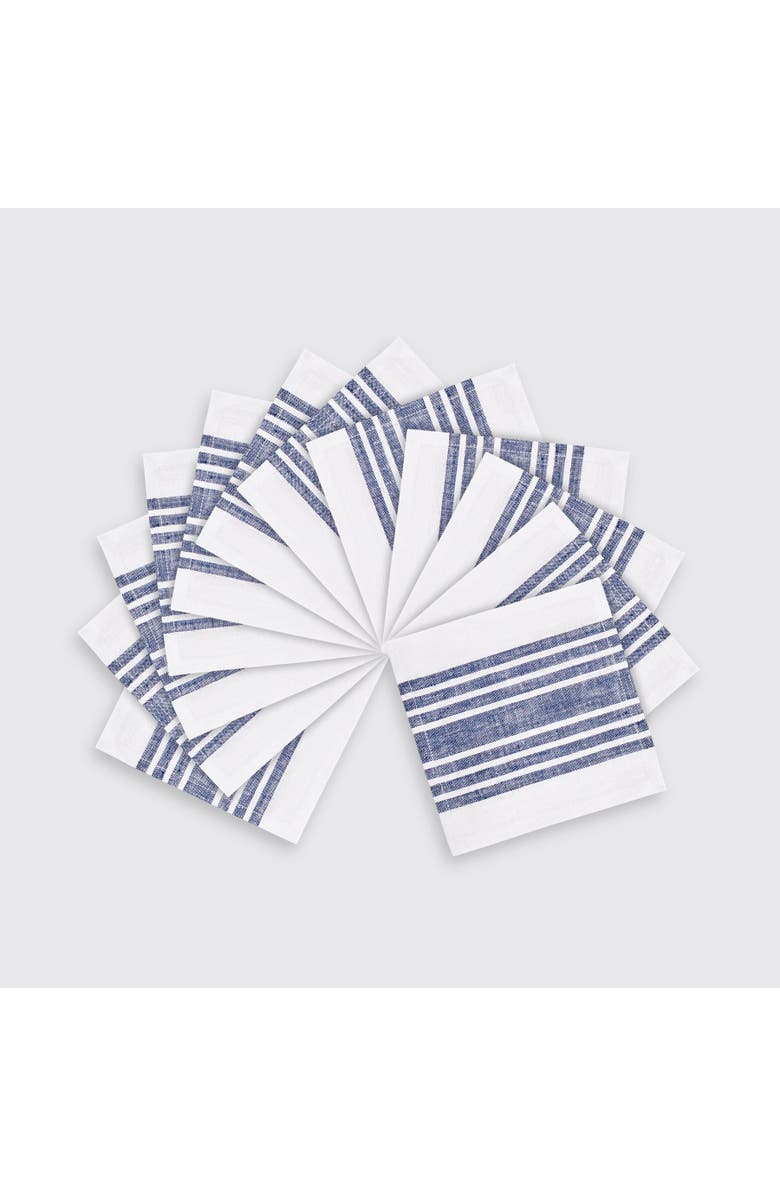 Solino Home Linen Cocktail Napkins - Farmhouse, Main, color, Navy And White