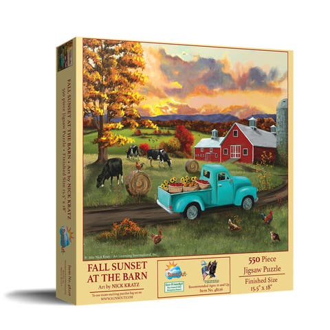 Fall Sunset at the Barn 500 piece Jigsaw Puzzle for Adults