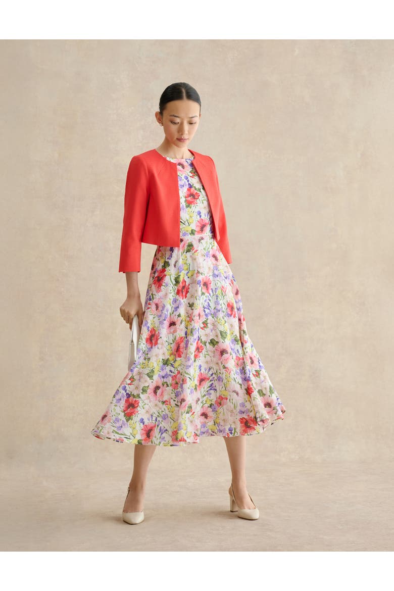 Carly Floral Midi Dress, Alternate, color, Ivorymulti