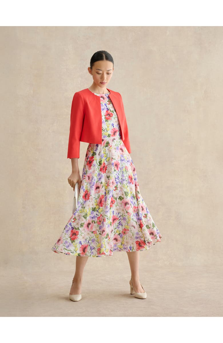 HOBBS LONDON Carly Floral Midi Dress, Alternate, color, Ivorymulti