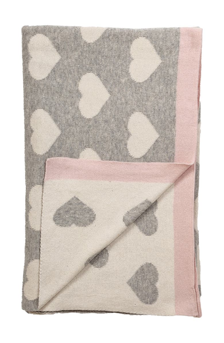 PARKLAND COLLECTION Heartcloud Transitional Light Grey Knitted 32" x 40" Baby Blanket, Alternate, color, Gray