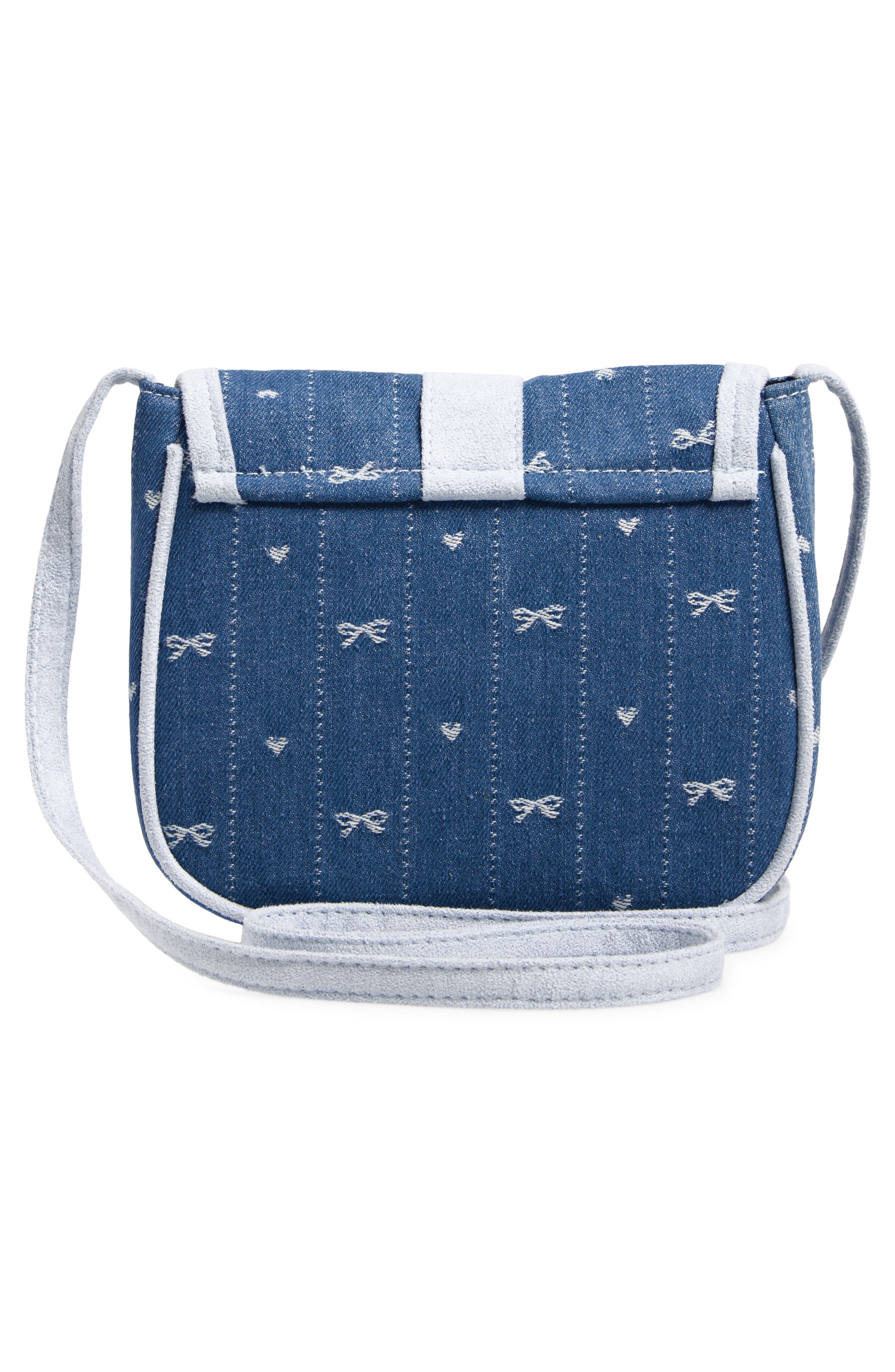 Capelli New York Kids' Bow Embroidery Denim Saddle Bag, Alternate, color, Blue Combo