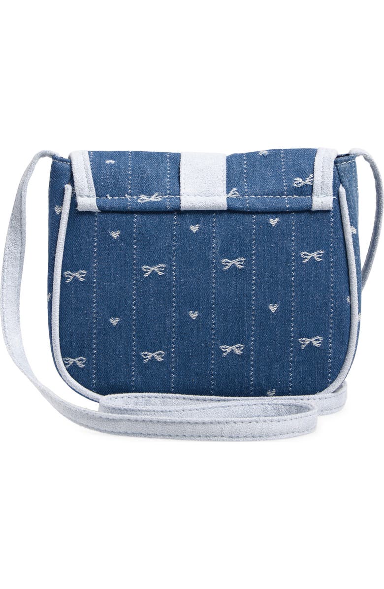Capelli New York Kids' Bow Embroidery Denim Saddle Bag, Alternate, color, Blue Combo
