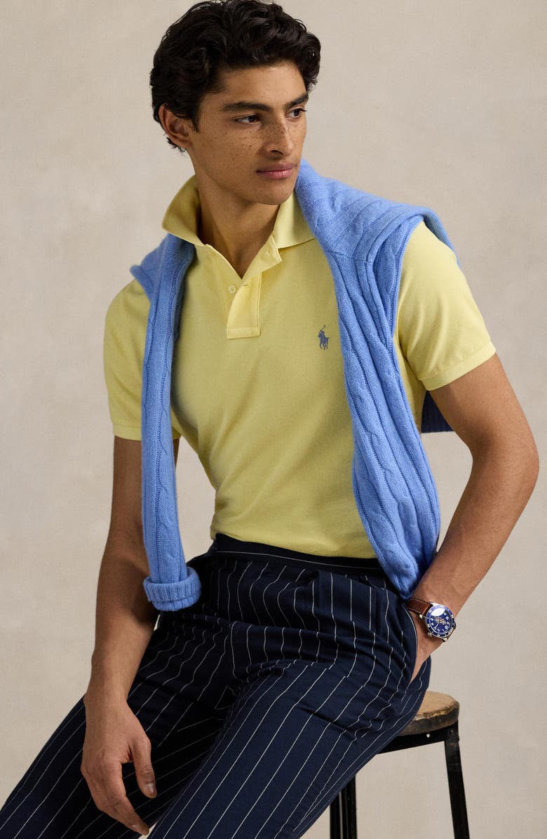 Polo Ralph Lauren Classic Fit Solid Yellow Cotton Piqué Polo, Alternate, color, 