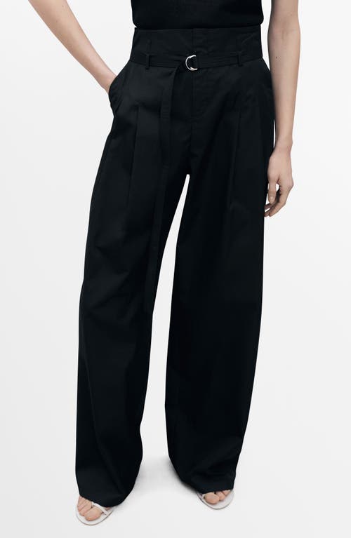 Mango Belted Cotton Wide Leg Pants