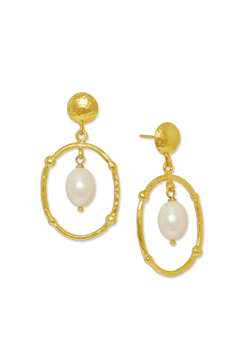 Sloane Drop Stud Earrings, Main, color, Brass