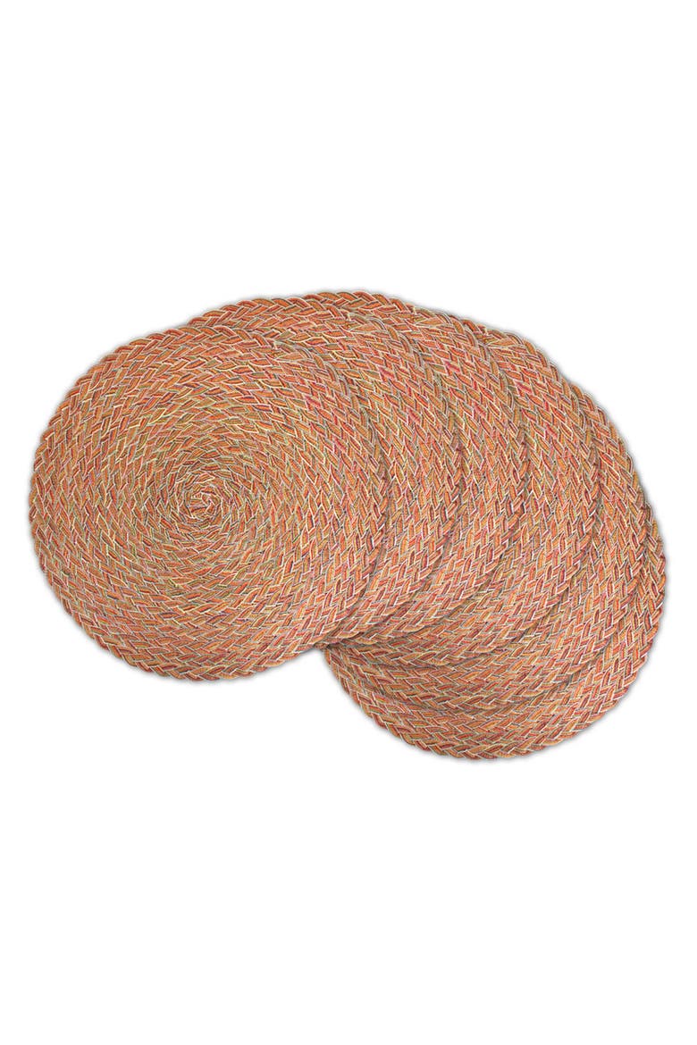 Variegated Round Woven Placemat Set/6, Main, color, Red