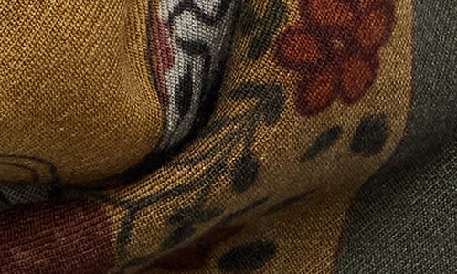 De Bonne Facture Print Wool Square Scarf In Ispahan Folk Pattern