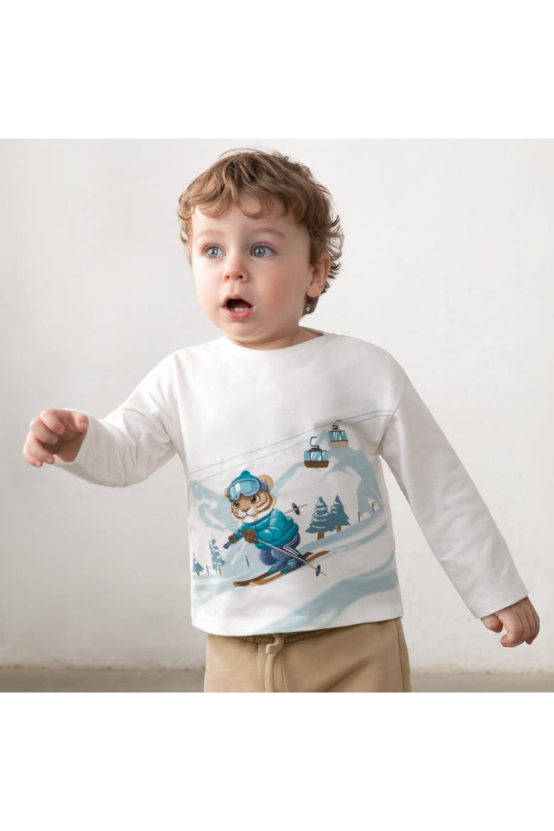 Skiing Tiger T-Shirt, Alternate, color, White