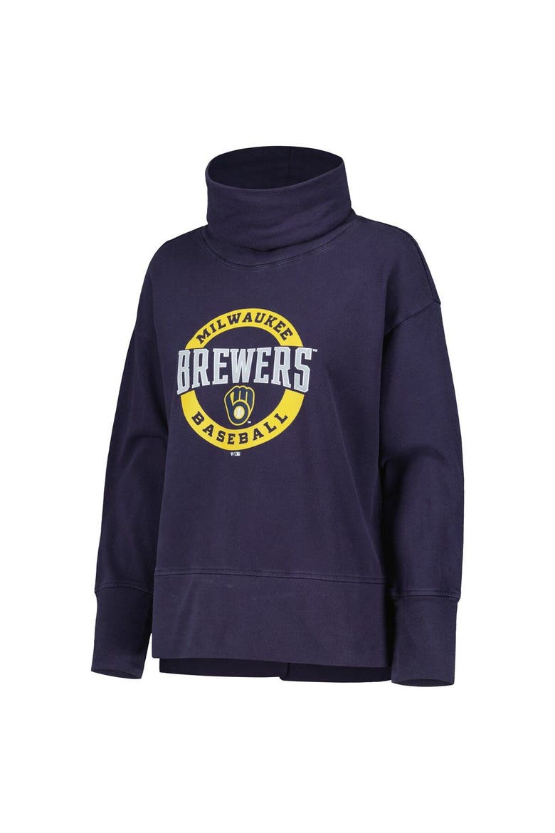 Women's Levelwear Navy Milwaukee Brewers Sunset Farm Team Pullover Sweatshirt, Alternate, color, Navy