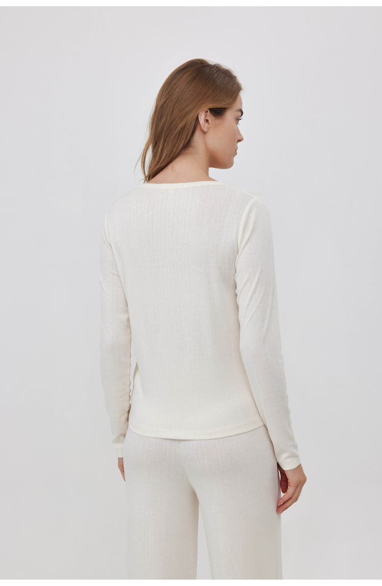 Gottex Beach Life Daydream Pointelle Loungewear Top, Alternate, color, Cream