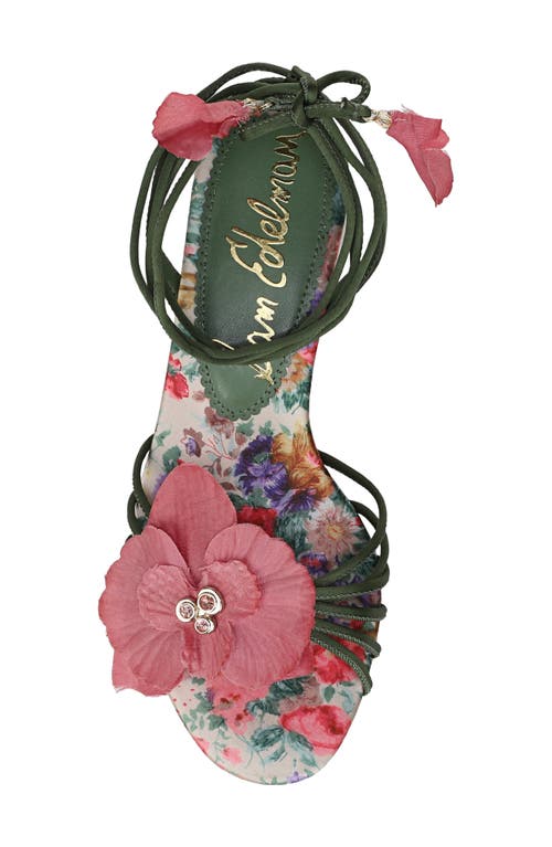 Sam Edelman Carla Lace Up Kitten Heel Green Agave Satin In Green Agave