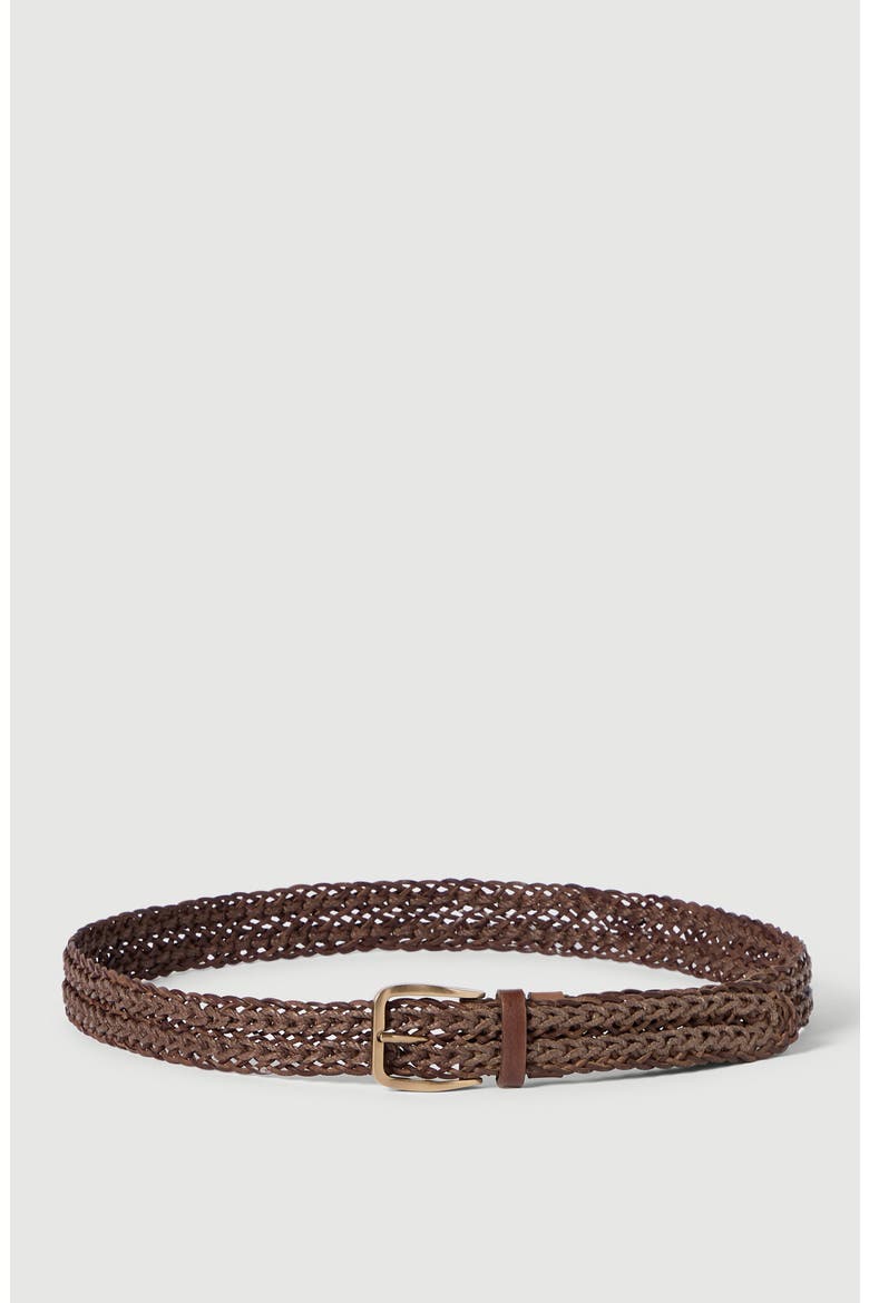 Braided calfskin belt, Main, color, Tobacco