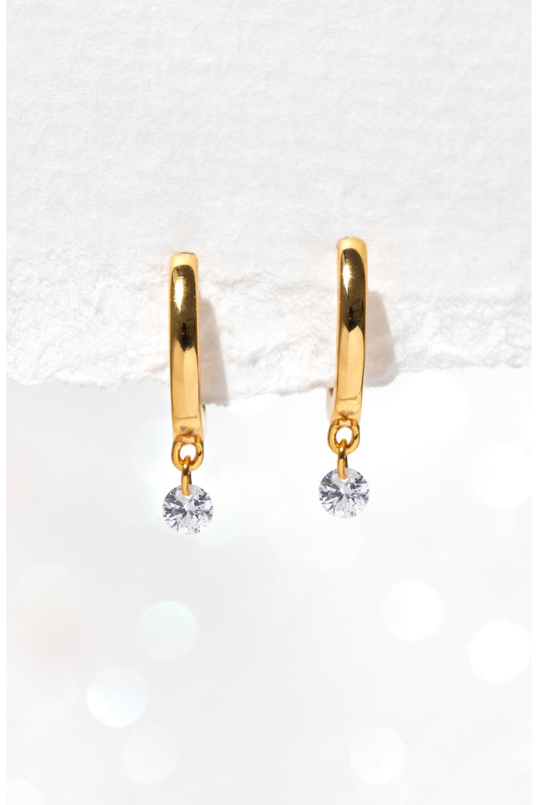 Dew You Huggie Hoop Earrings, Alternate, color, GOLD