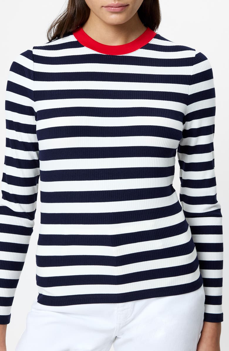 French Connection Esmae Stripe Rib Top, Main, color, 40-Marine-White