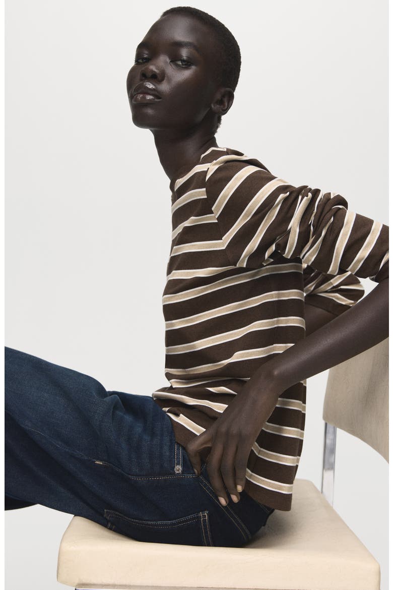 Stripe Long Sleeve T-Shirt, Alternate, color, BROWN