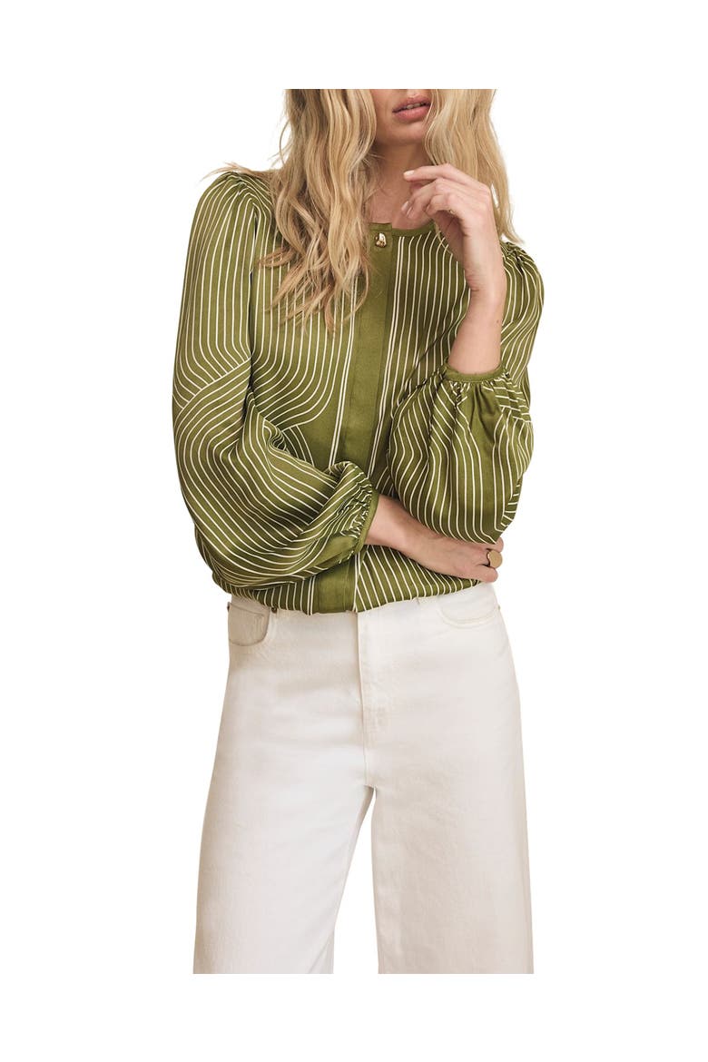 Satin Printed Blouse, Alternate, color, Green