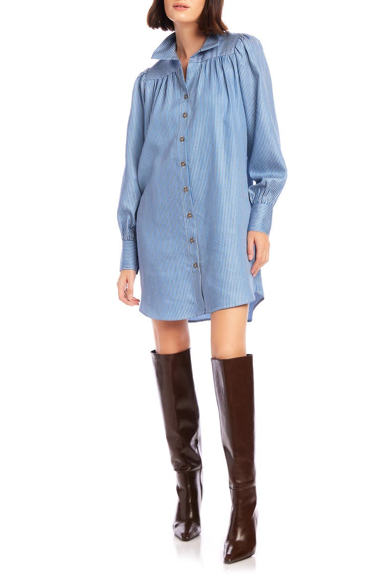 Natalia Stripe Long Sleeve Shirtdress, Main, color, BLUE STRIPE